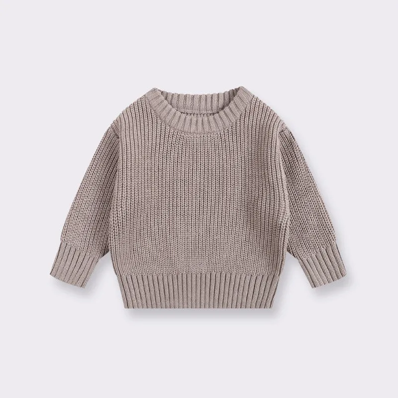 Girls' cotton round neck pullover knitwear in apricot, 66cm size, standard wool yarn thickness