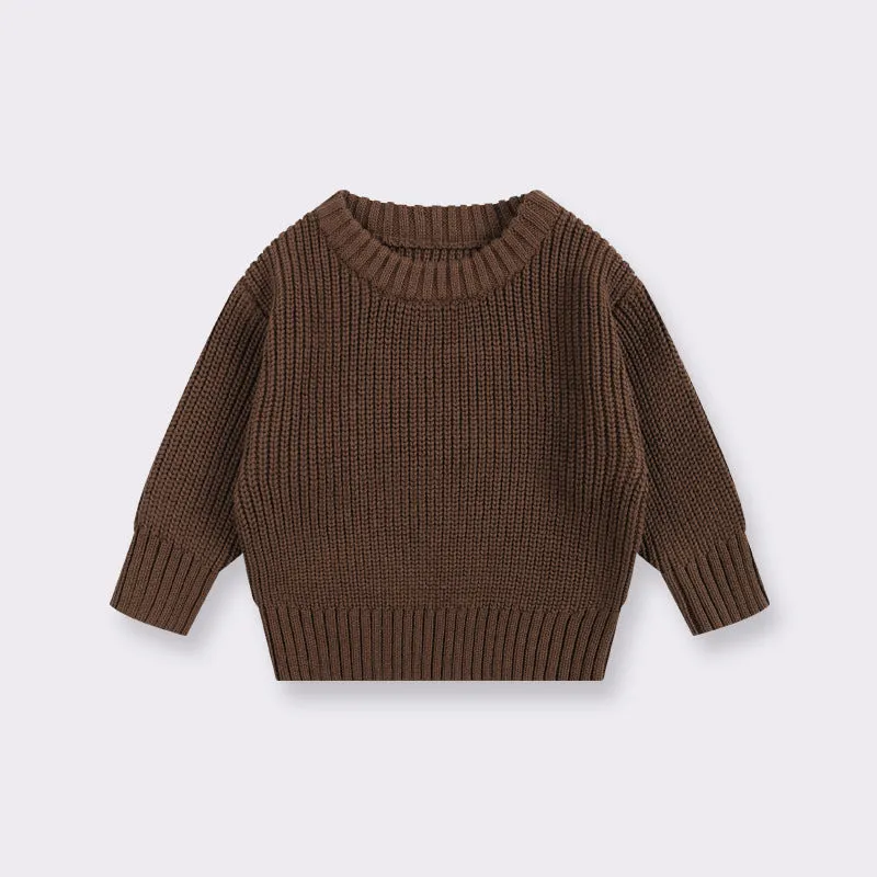 Girls' cotton round neck pullover knitwear in apricot, 66cm size, standard wool yarn thickness