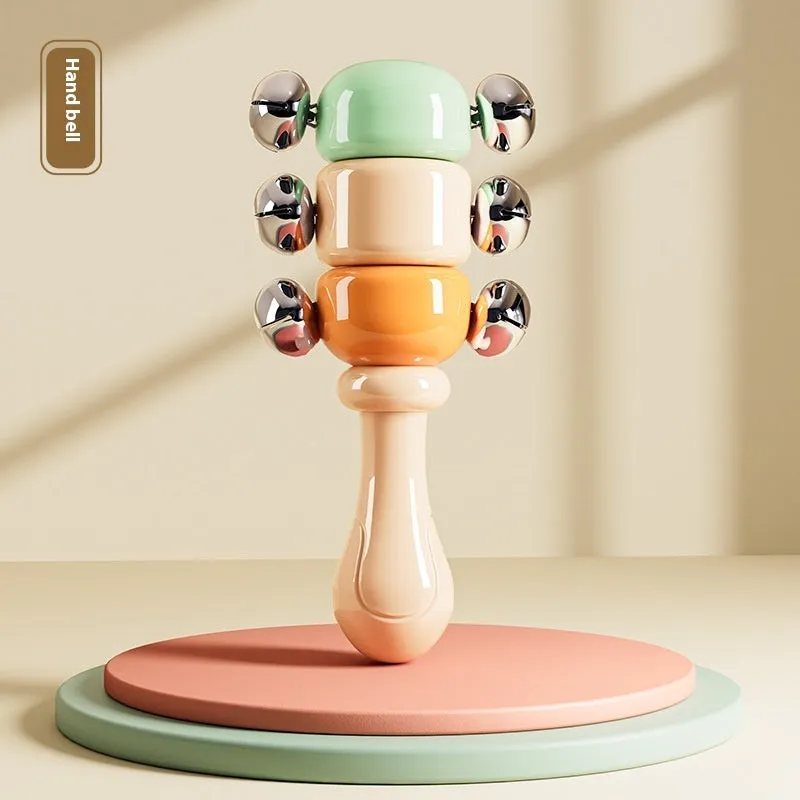 Baby rattle gift box set with sand hammer handbell and rattle drum in kitten green