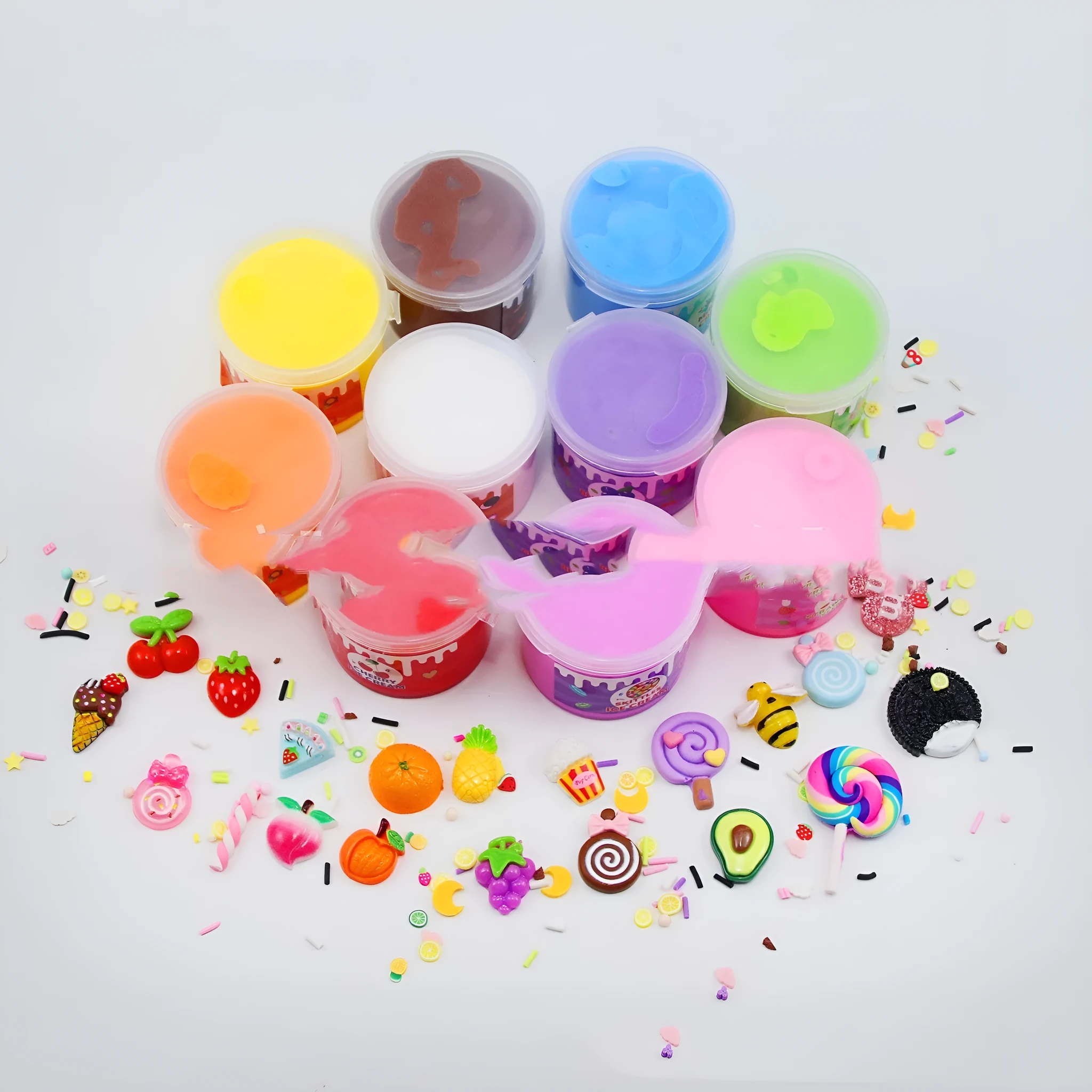 10PCs lollipop-shaped coloured clay set in colour box, PVA non-precipitating oil mud for teenagers
