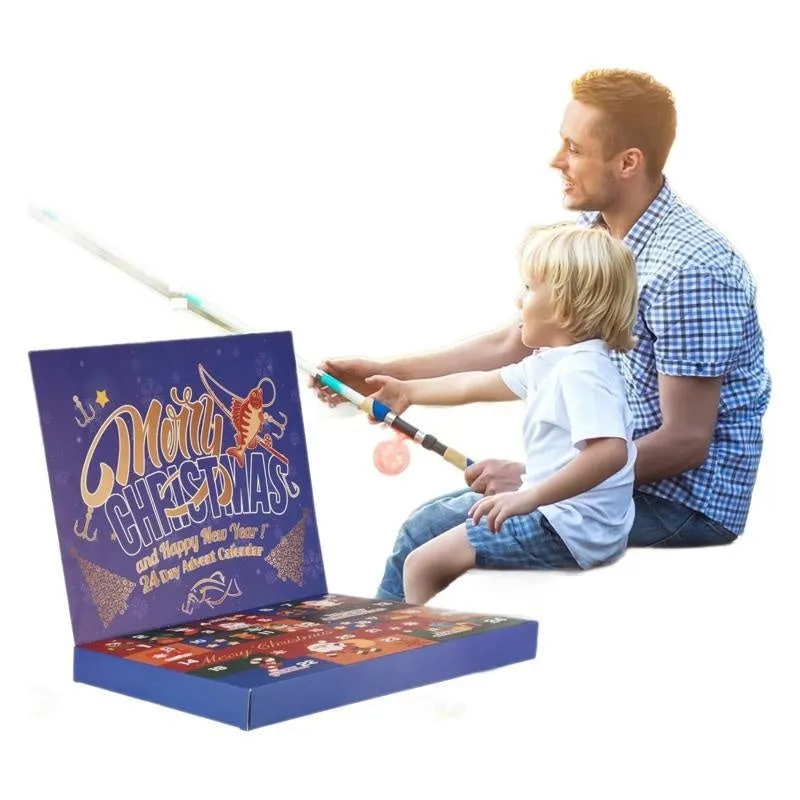 Fishing bait blind box set Christmas countdown calendar with PVC collectible pieces for elderly anglers