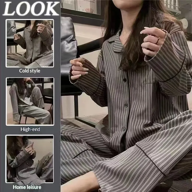 Sweet And Simple Cardigan Pajamas in cloud cotton with cartoon print, long sleeves, and matching trousers