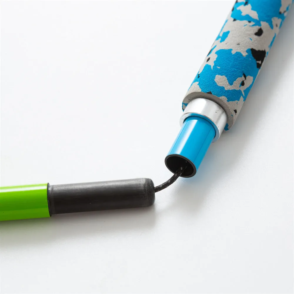 Ultralight high modulus carbon fibre five-section folding trekking pole in yellow, available in 110-130cm lengths