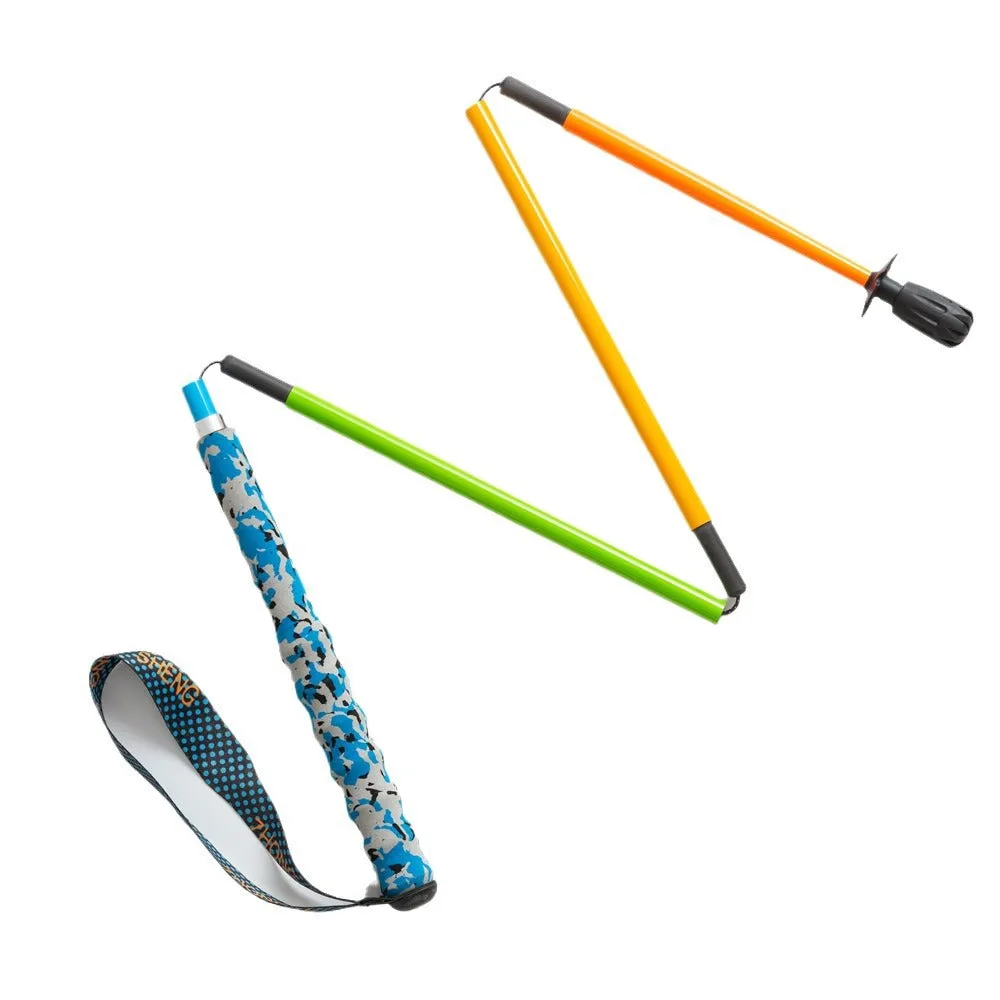 Ultralight high modulus carbon fibre five-section folding trekking pole in yellow, available in 110-130cm lengths