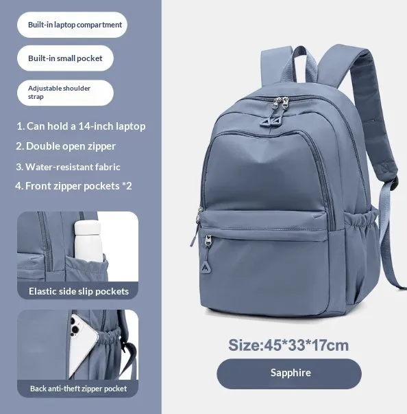 Off-white canvas student backpack with simple design, 45x33x17 cm dimensions