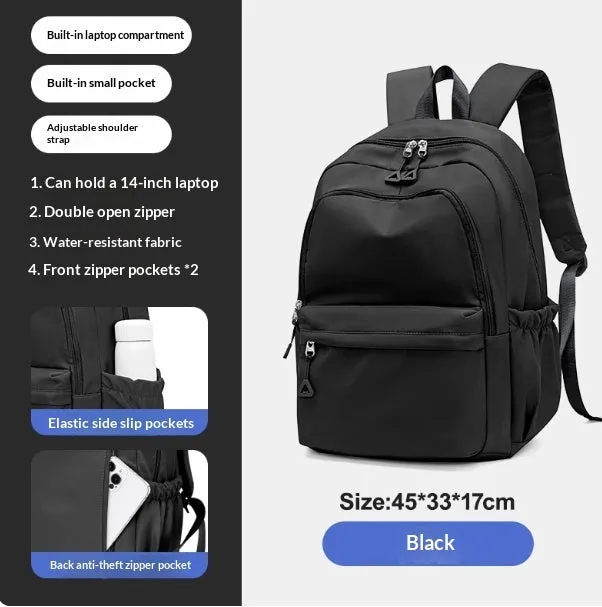 Off-white canvas student backpack with simple design, 45x33x17 cm dimensions
