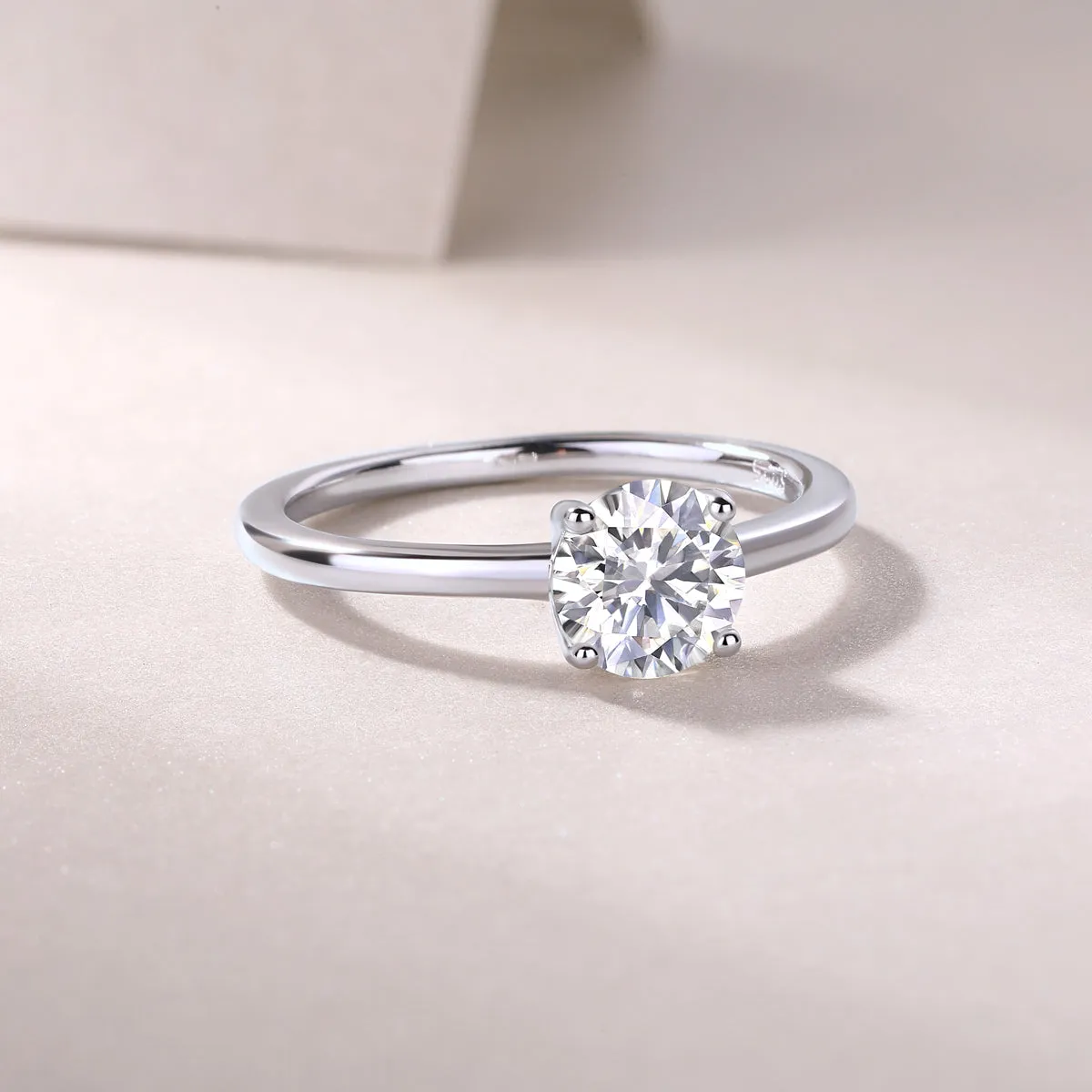 Love Words wedding ring set with heart-shaped moissanite in S925 silver platinum-plated, 1 carat stone in gift box