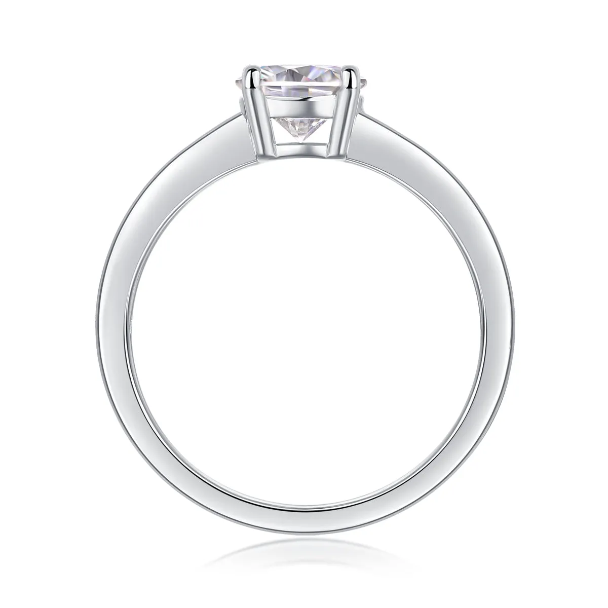 Love Words wedding ring set with heart-shaped moissanite in S925 silver platinum-plated, 1 carat stone in gift box