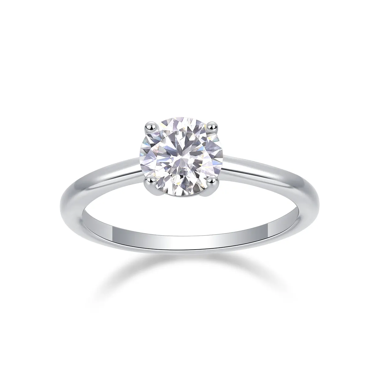Love Words wedding ring set with heart-shaped moissanite in S925 silver platinum-plated, 1 carat stone in gift box