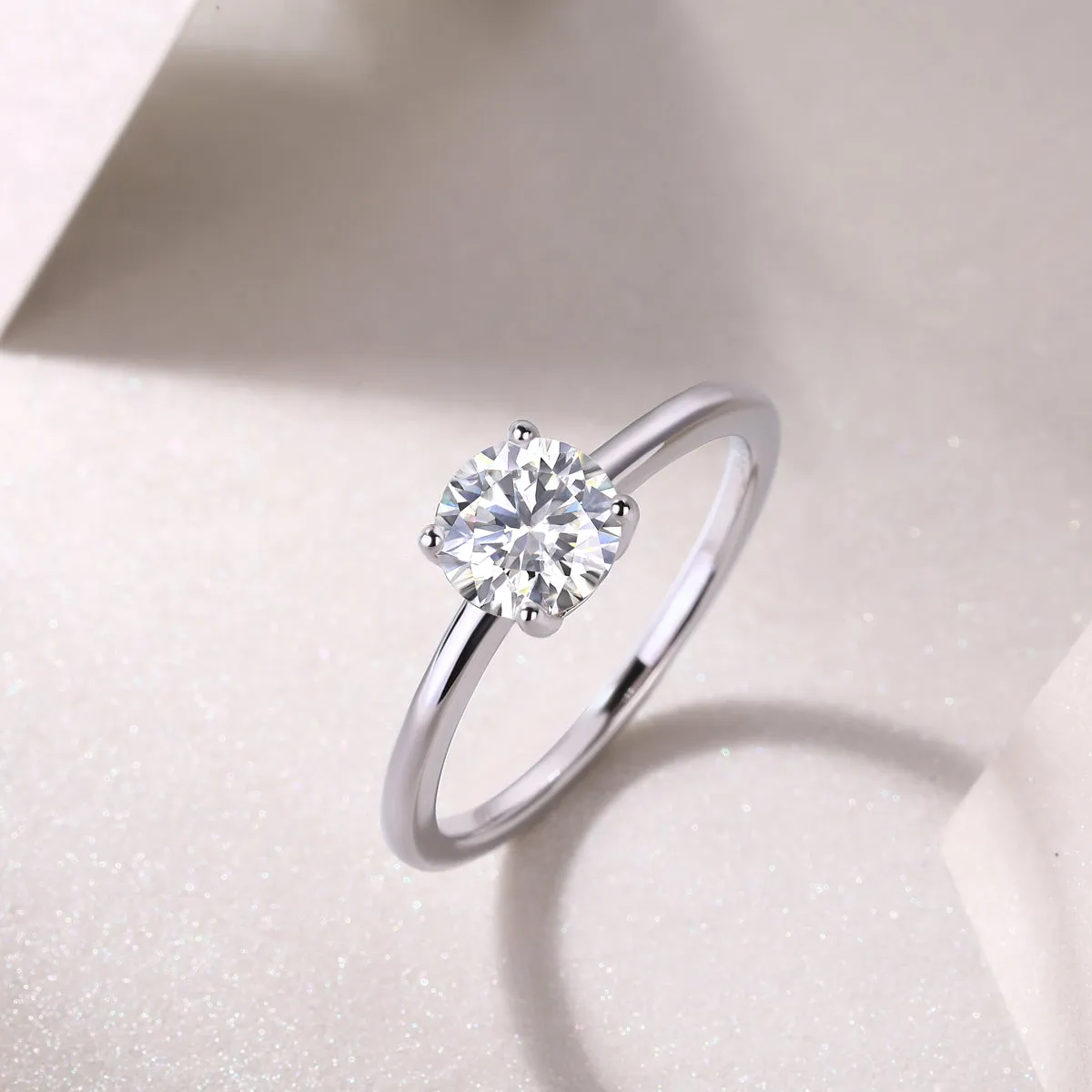 Love Words wedding ring set with heart-shaped moissanite in S925 silver platinum-plated, 1 carat stone in gift box