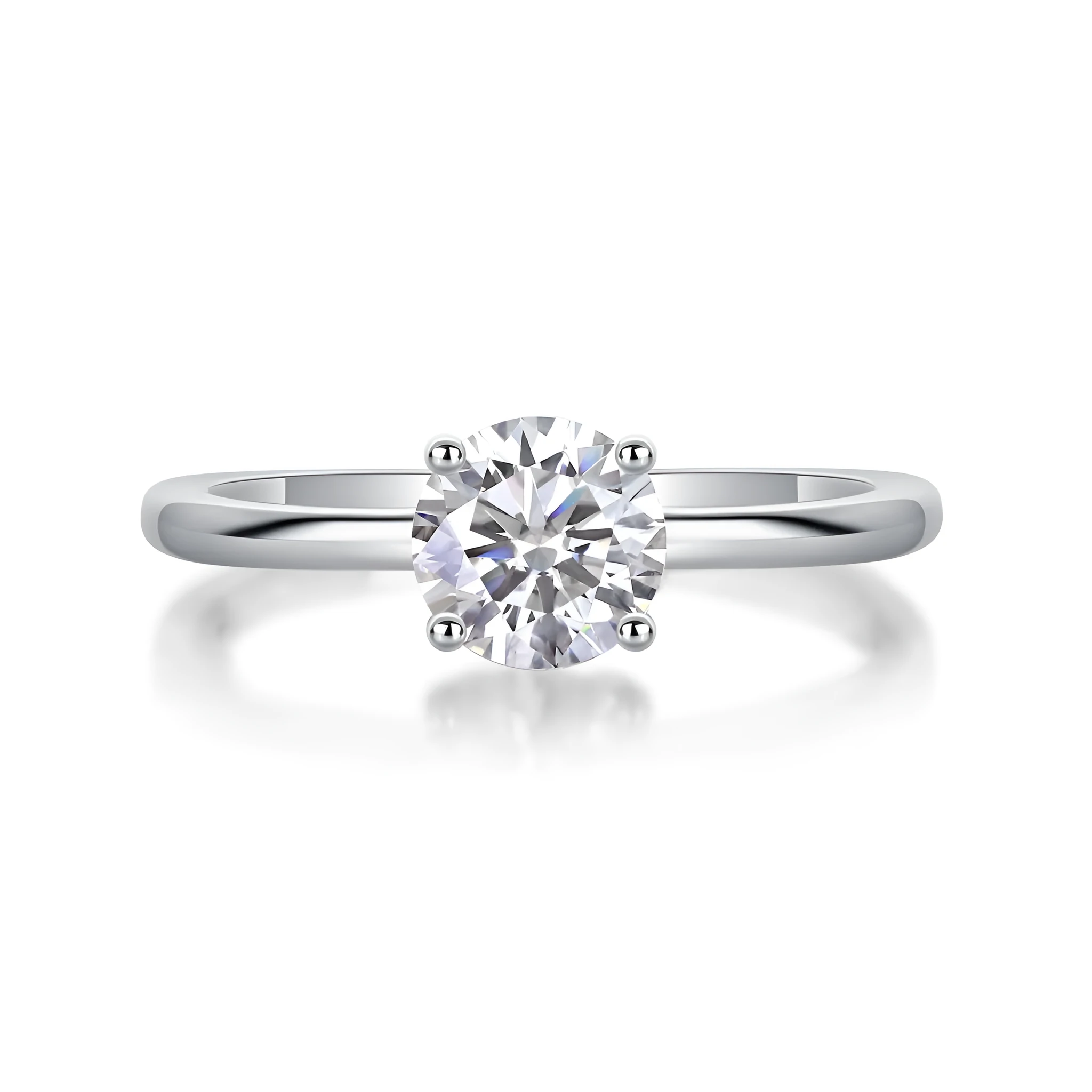 Love Words wedding ring set with heart-shaped moissanite in S925 silver platinum-plated, 1 carat stone in gift box