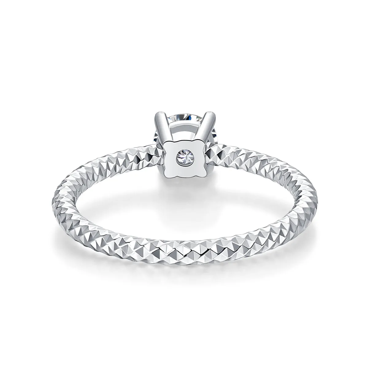 Moissanite wedding ring set with 0.5 carat stone, S925 silver, platinum plating, in gift box