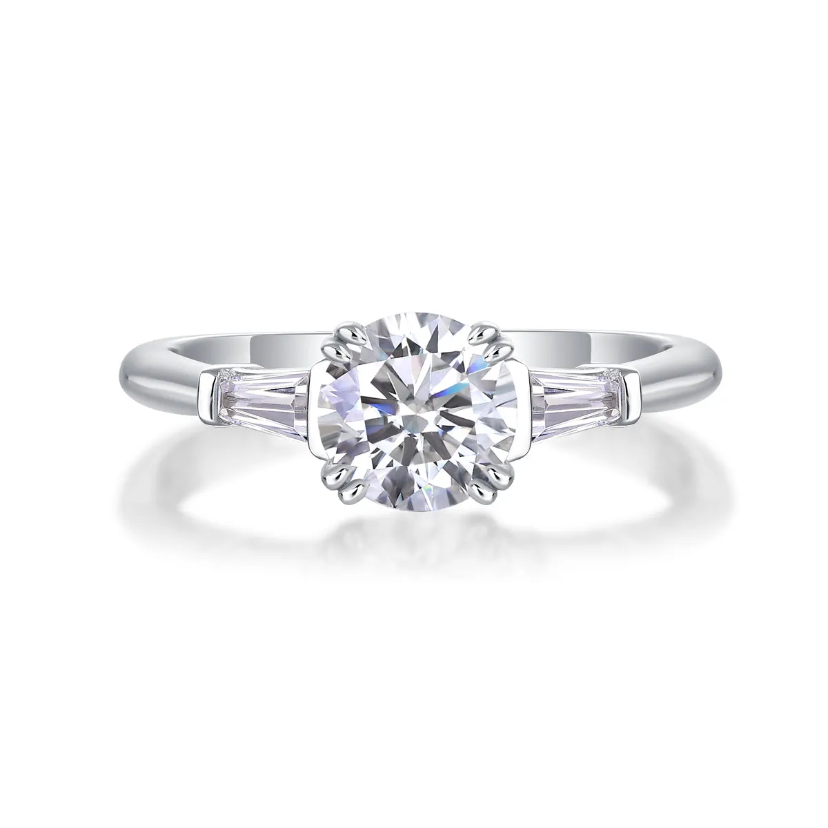 Moissanite wedding ring set 1 carat S925 silver platinum plated in yellow gold, rose gold, and platinum finishes