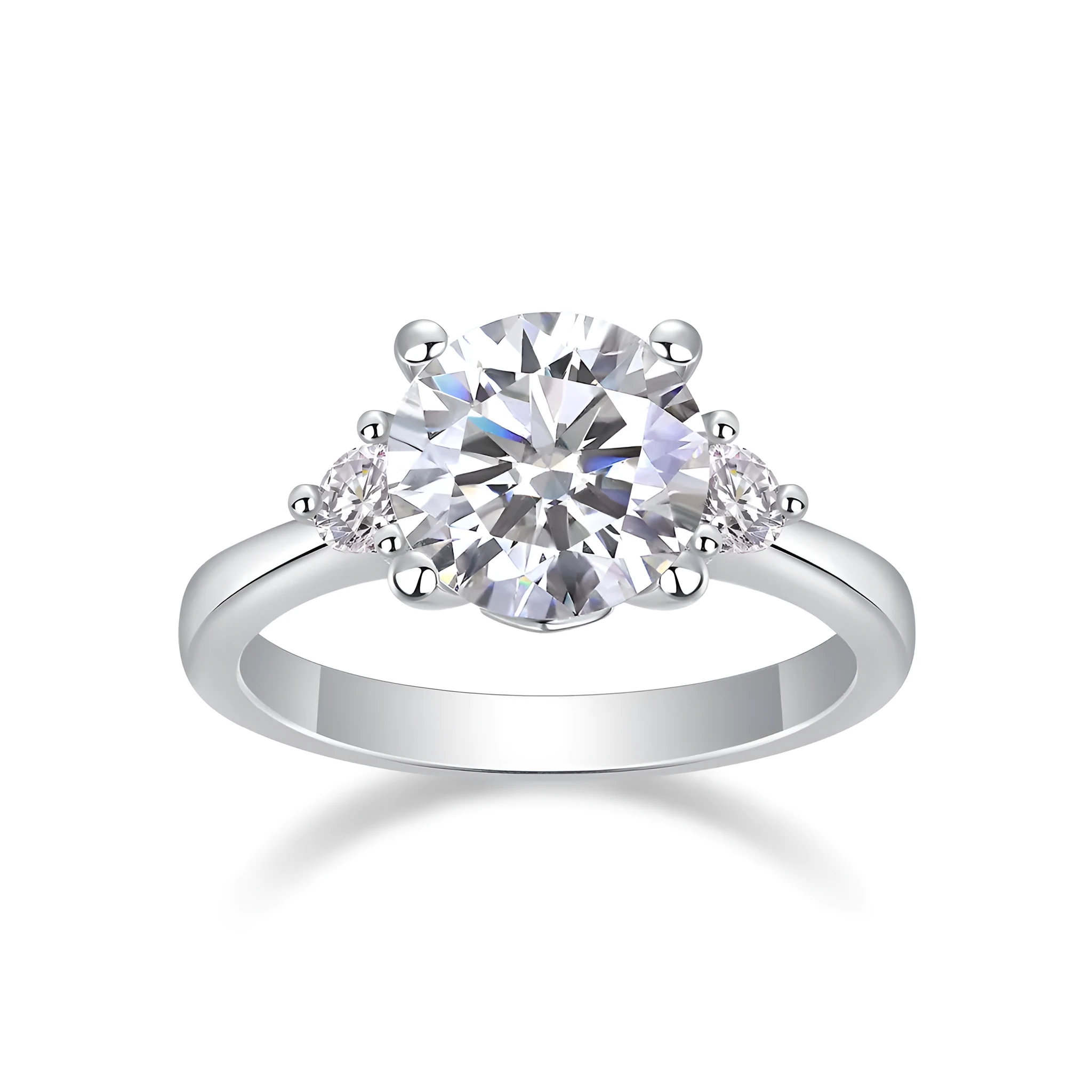 Starry Sky Romance wedding ring set with 2-carat moissanite on platinum-plated S925 silver band, gift box and GRA certificate