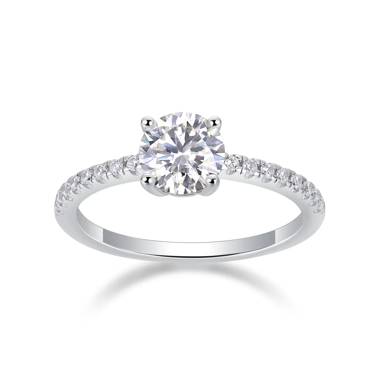 Moissanite wedding ring set with platinum-plated S925 silver, 1-10 carat stone, in gift box with GRA certificate
