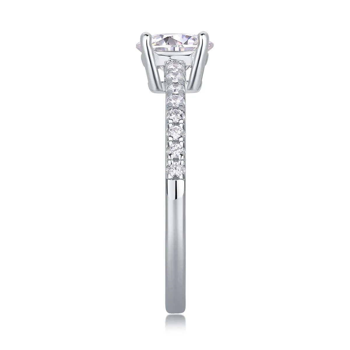 Moissanite wedding ring set with platinum-plated S925 silver, 1-10 carat stone, in gift box with GRA certificate