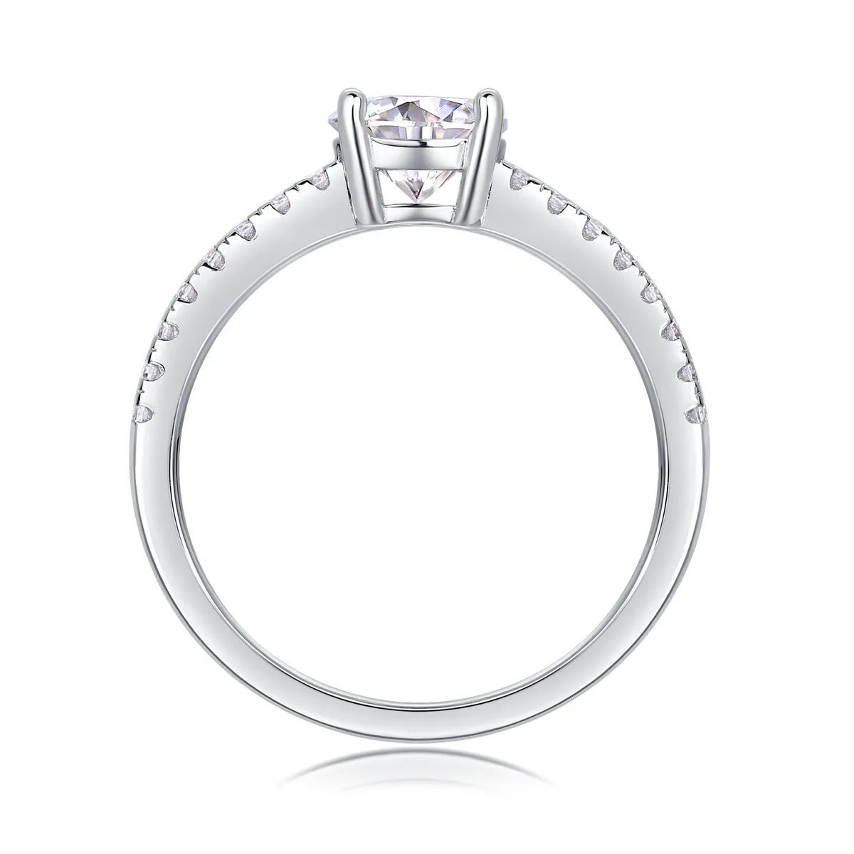 Moissanite wedding ring set with platinum-plated S925 silver, 1-10 carat stone, in gift box with GRA certificate