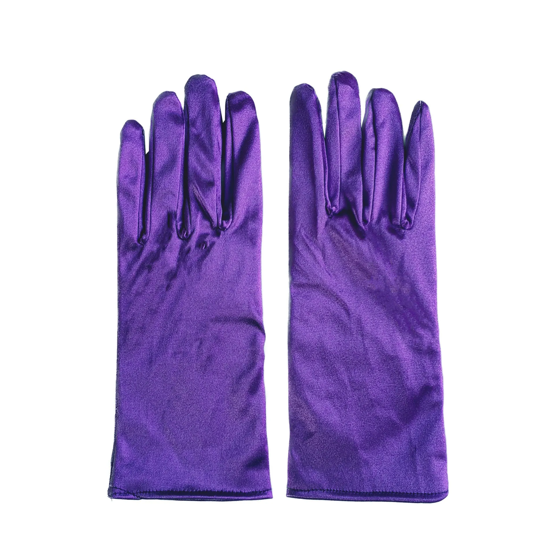 Short satin bridal wedding gloves with fingers for women in multiple colours including white and red