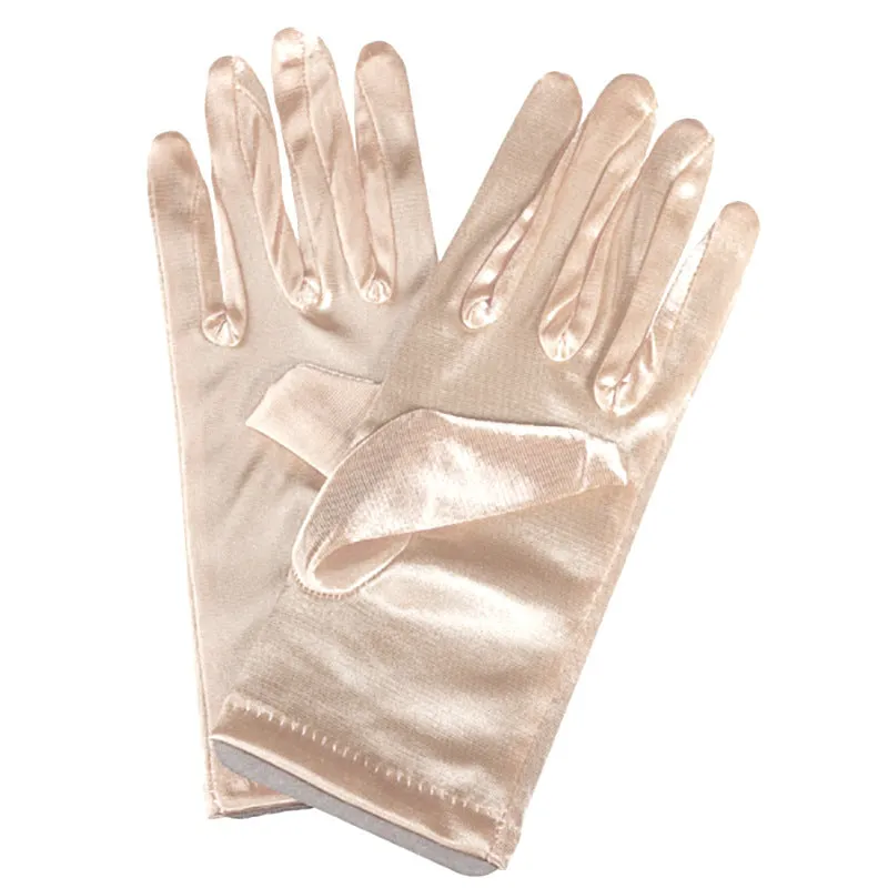 Short satin bridal wedding gloves with fingers for women in multiple colours including white and red