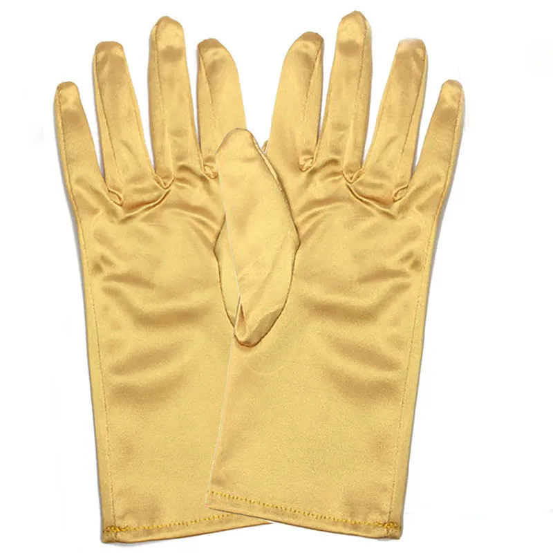 Short satin bridal wedding gloves with fingers for women in multiple colours including white and red