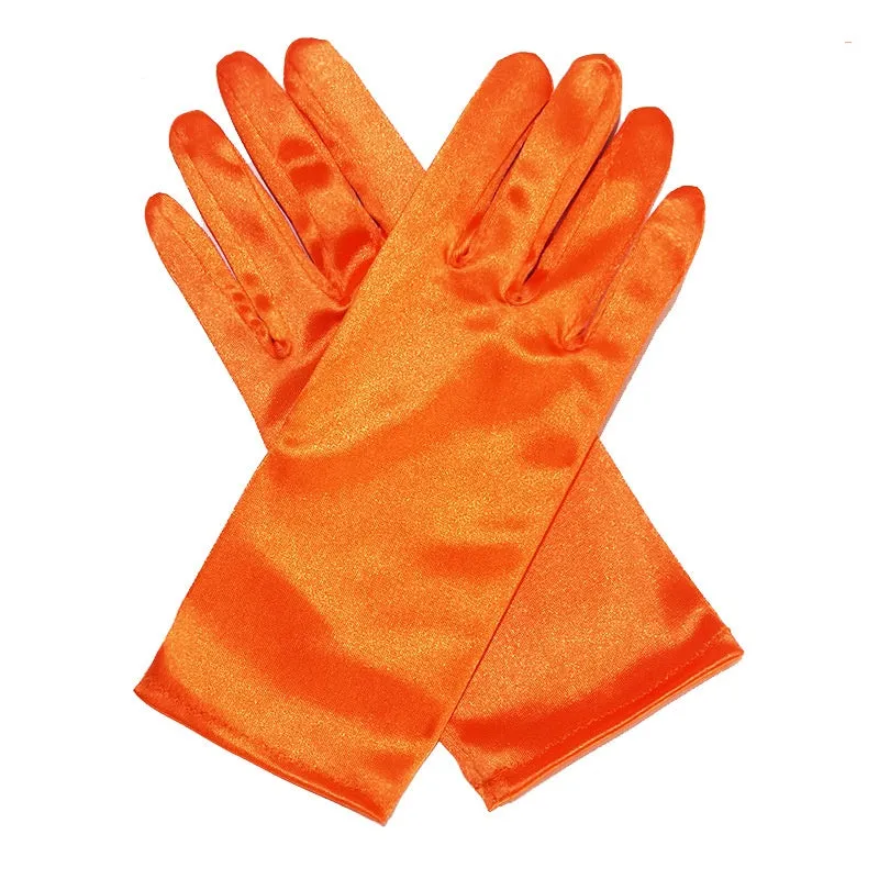 Short satin bridal wedding gloves with fingers for women in multiple colours including white and red