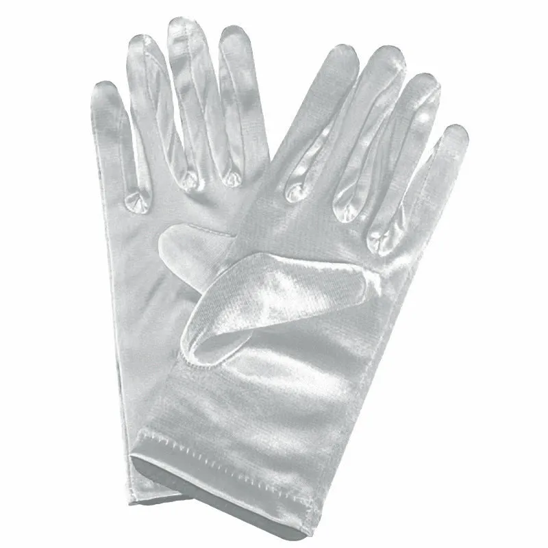 Short satin bridal wedding gloves with fingers for women in multiple colours including white and red