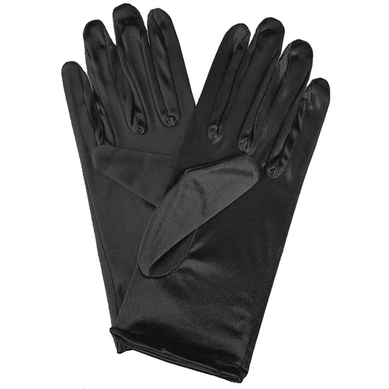 Short satin bridal wedding gloves with fingers for women in multiple colours including white and red
