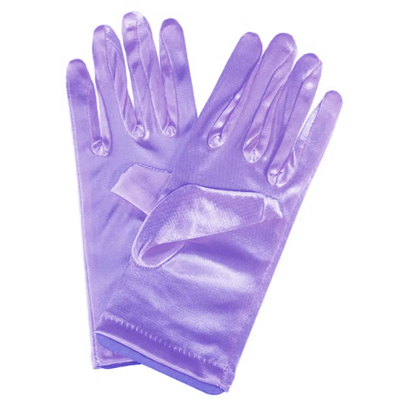 Short satin bridal wedding gloves with fingers for women in multiple colours including white and red