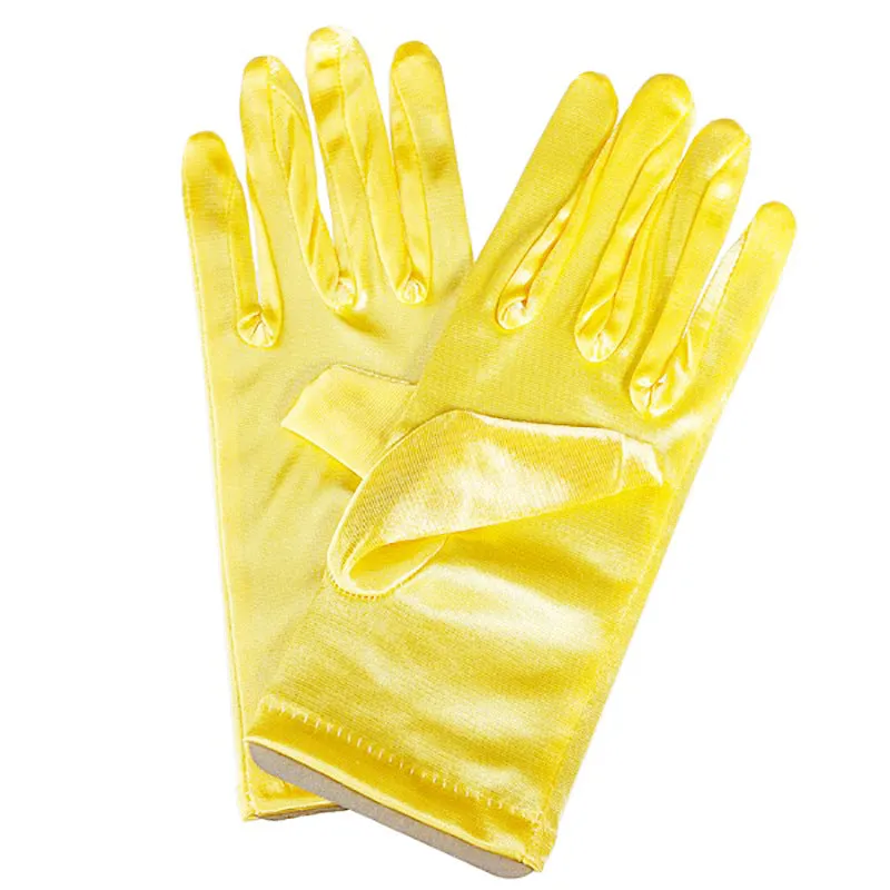 Short satin bridal wedding gloves with fingers for women in multiple colours including white and red