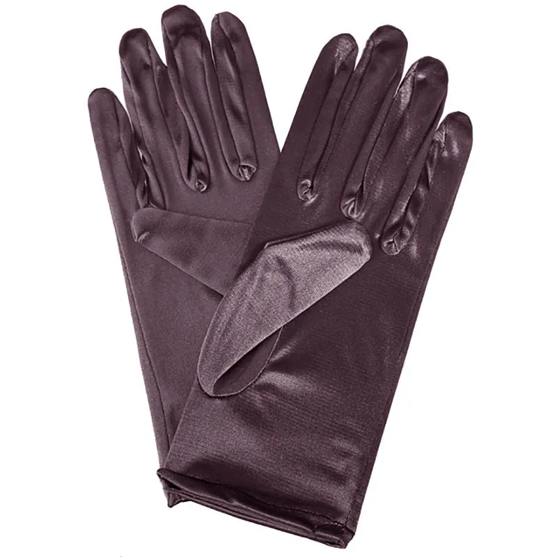 Short satin bridal wedding gloves with fingers for women in multiple colours including white and red