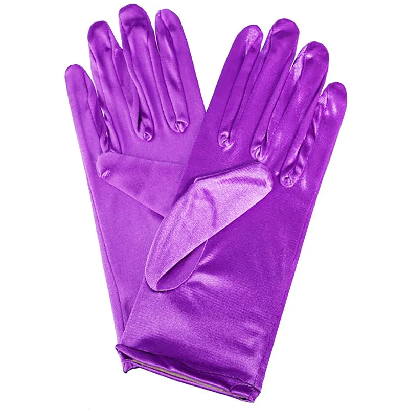 Short satin bridal wedding gloves with fingers for women in multiple colours including white and red