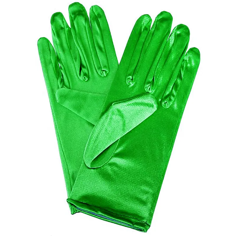 Short satin bridal wedding gloves with fingers for women in multiple colours including white and red