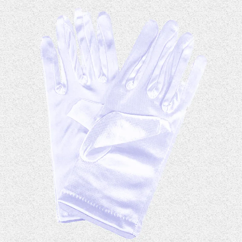 Short satin bridal wedding gloves with fingers for women in multiple colours including white and red