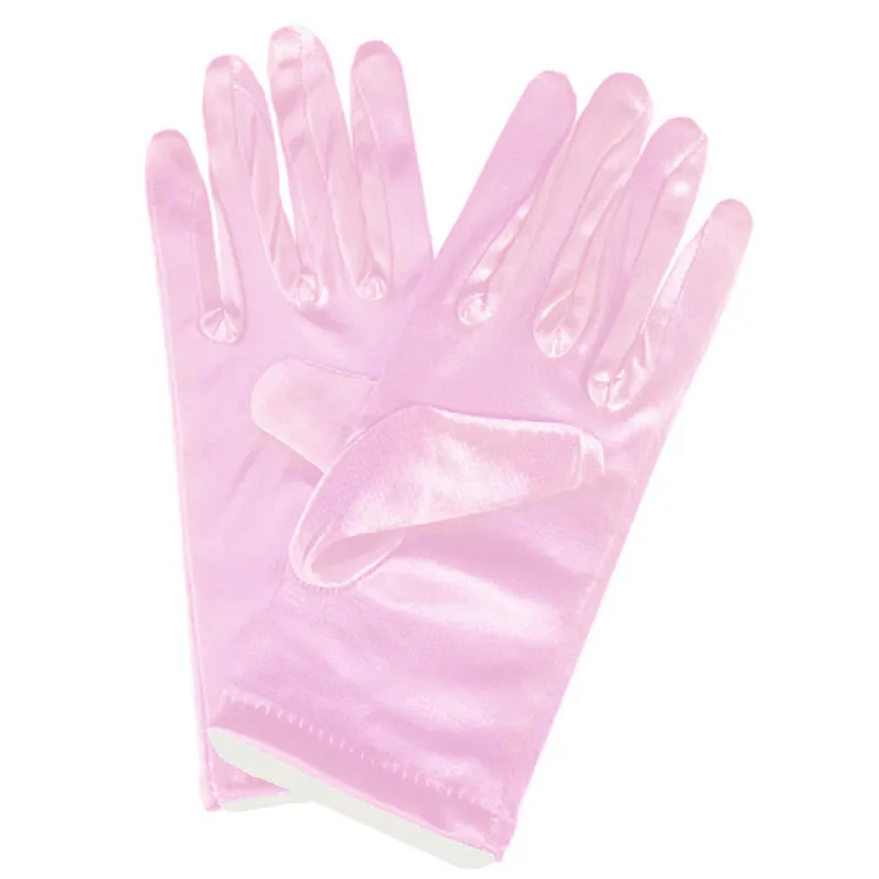 Short satin bridal wedding gloves with fingers for women in multiple colours including white and red