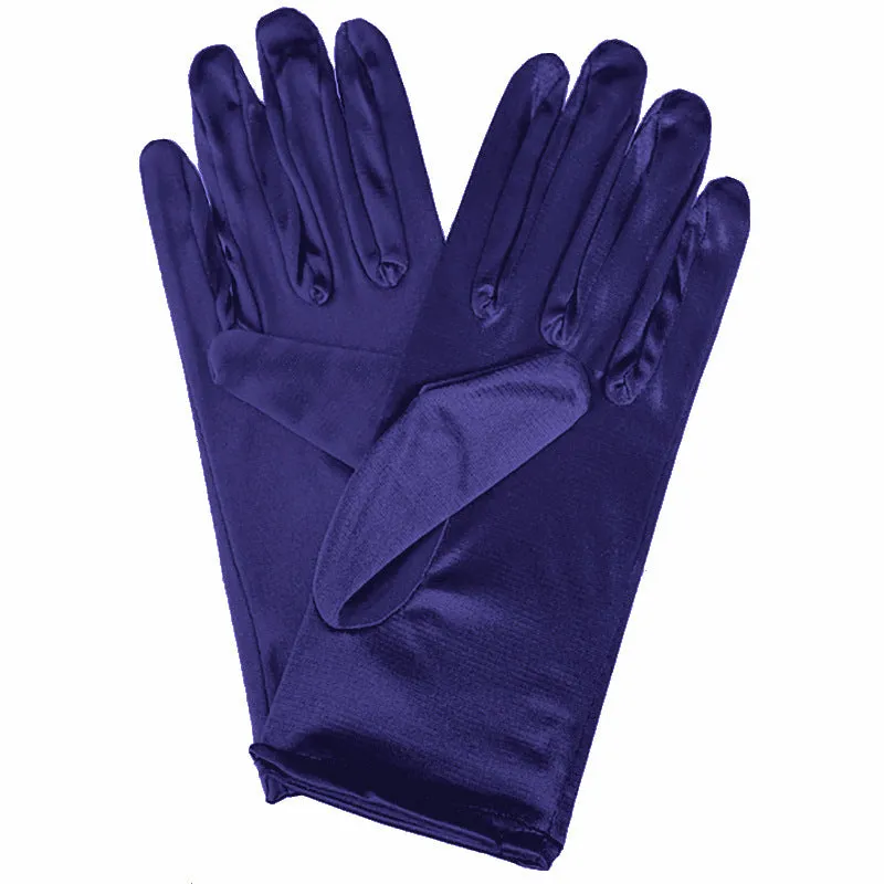 Short satin bridal wedding gloves with fingers for women in multiple colours including white and red