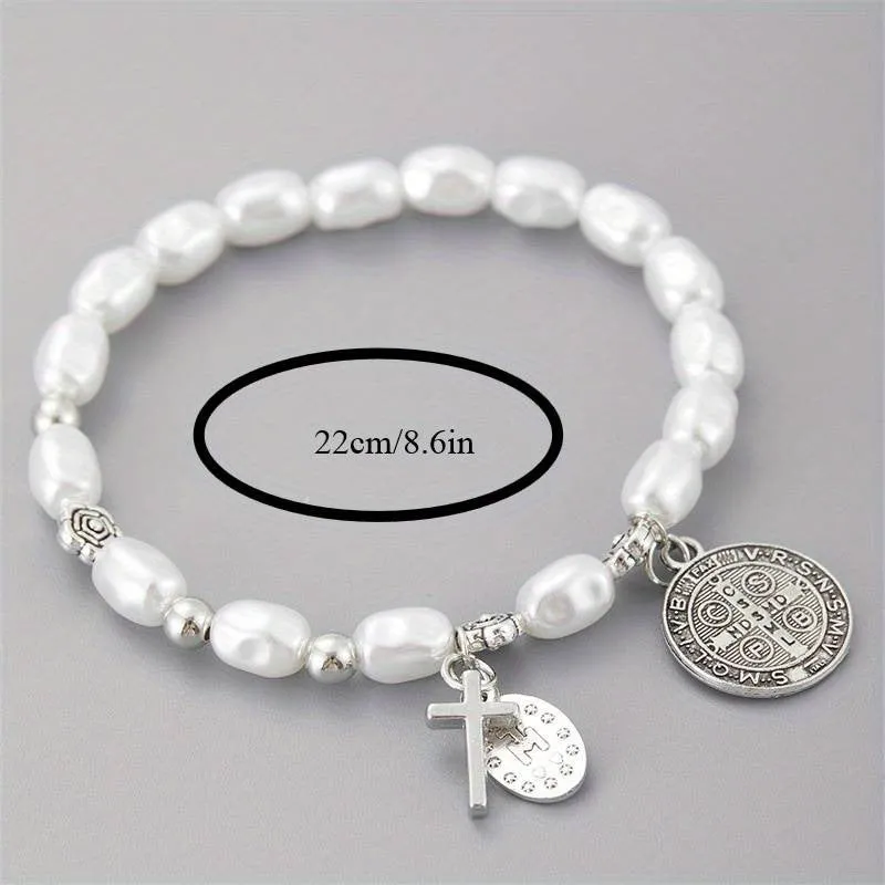 Silver electroplated metal beaded flower bracelet for women, retro style.