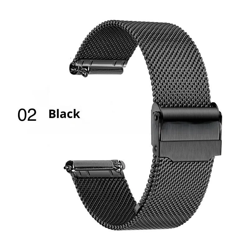 Stainless steel quick-release watch lugs in silver finish for mesh bands