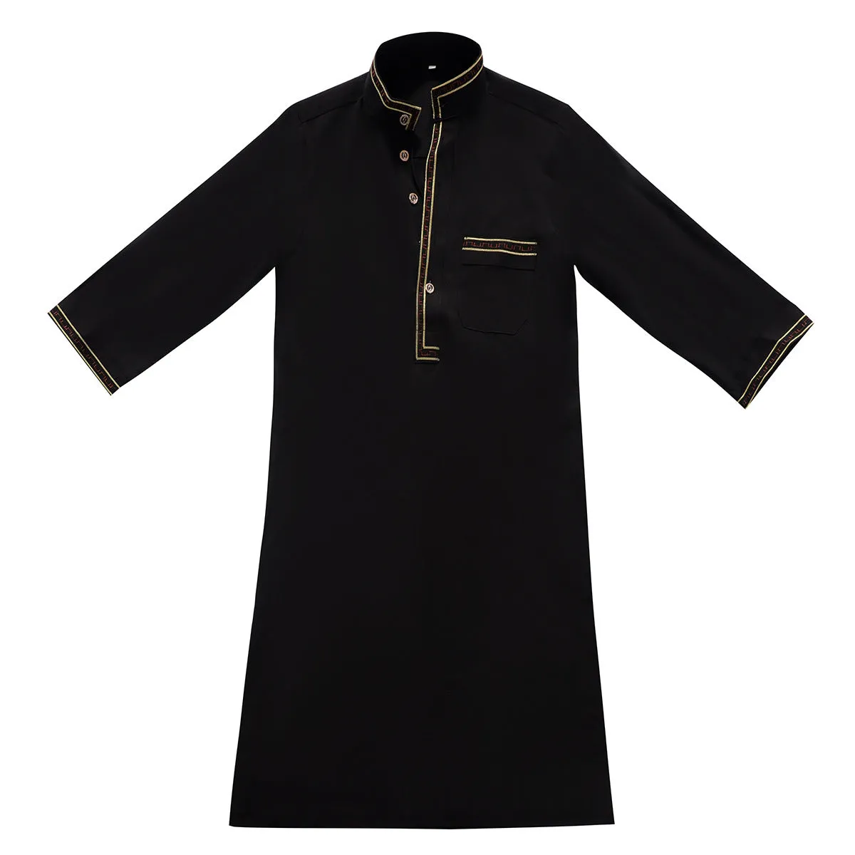 Middle East boy robe stand collar button long shirt solid colour white black beige camel for heights 110cm to 160cm