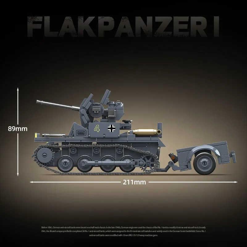 German No1 anti-aircraft tank building blocks, small particle plastic bricks, 100299 German style, for ages 7-14