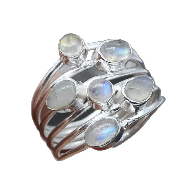 Silver irregular wide band ring for women made of zinc alloy on plain background showing full shape