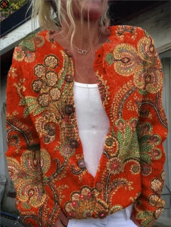 Halloween ladies long sleeve top with a 3D digital print pattern, available in multiple sizes.