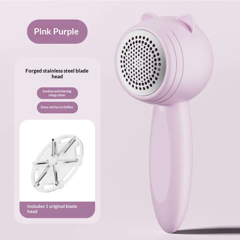 Small cat portable rechargeable hair remover in cream colour for removing lint and pet hair from clothes