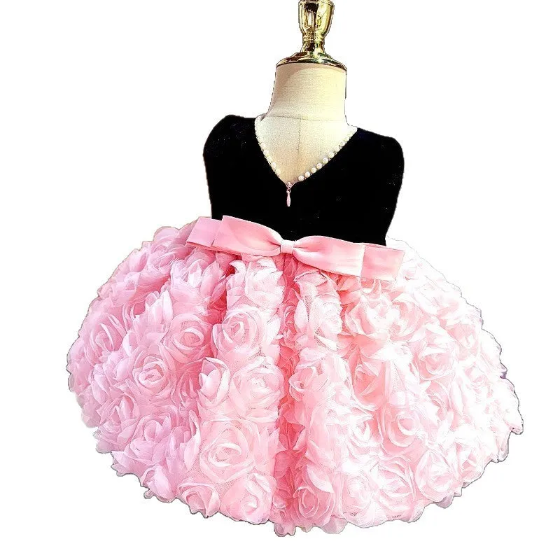 Girls summer dress in pink made from polyester fibre colour matching design available in sizes 80cm to 150cm