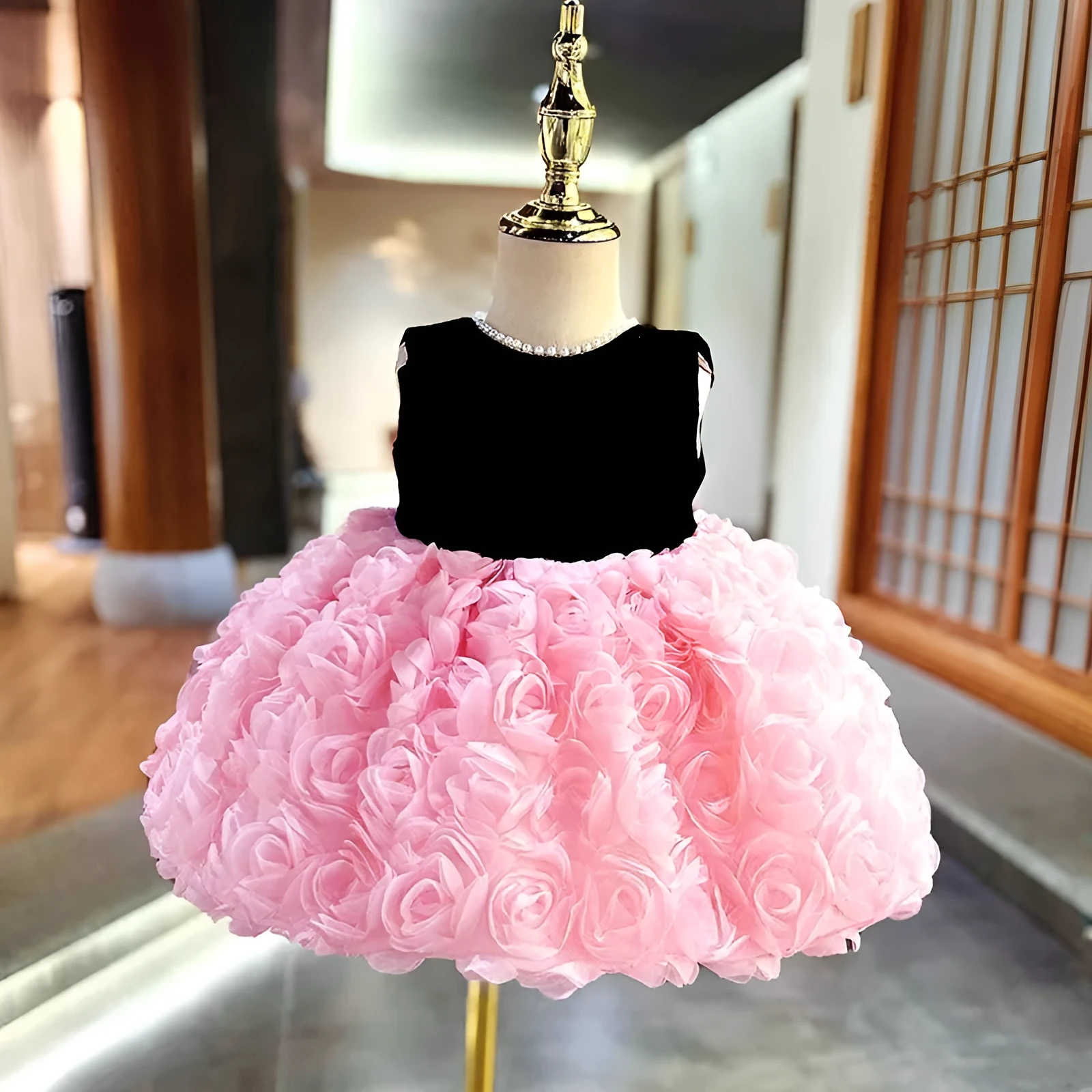 Girls summer dress in pink made from polyester fibre colour matching design available in sizes 80cm to 150cm