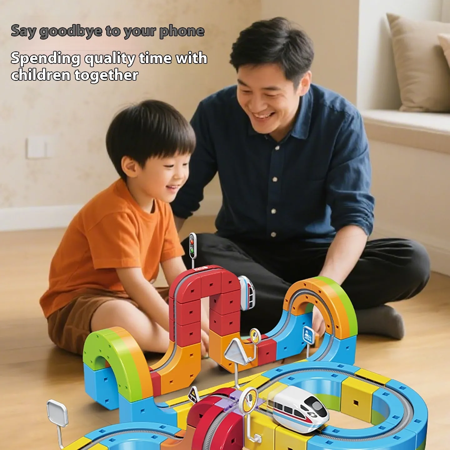 Children's Educational Track Cube Building Blocks 55 Piece Magic Track Set Basic Edition
