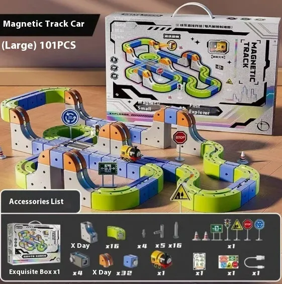 Children's Educational Track Cube Building Blocks 55 Piece Magic Track Set Basic Edition