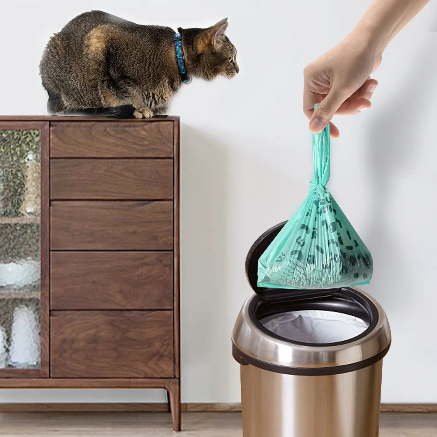 Blue deodorizing cat poop garbage bag for litter shovel disposal