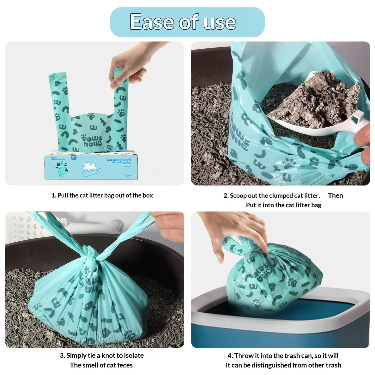 Blue deodorizing cat poop garbage bag for litter shovel disposal