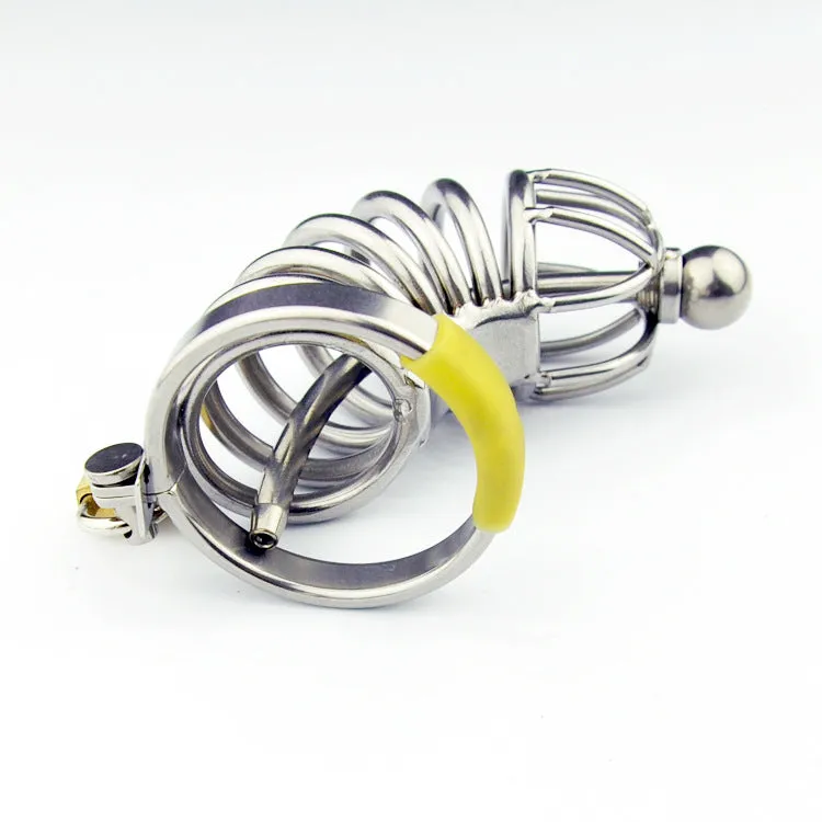 Stainless steel male chastity device with catheter and lock, four ring sizes