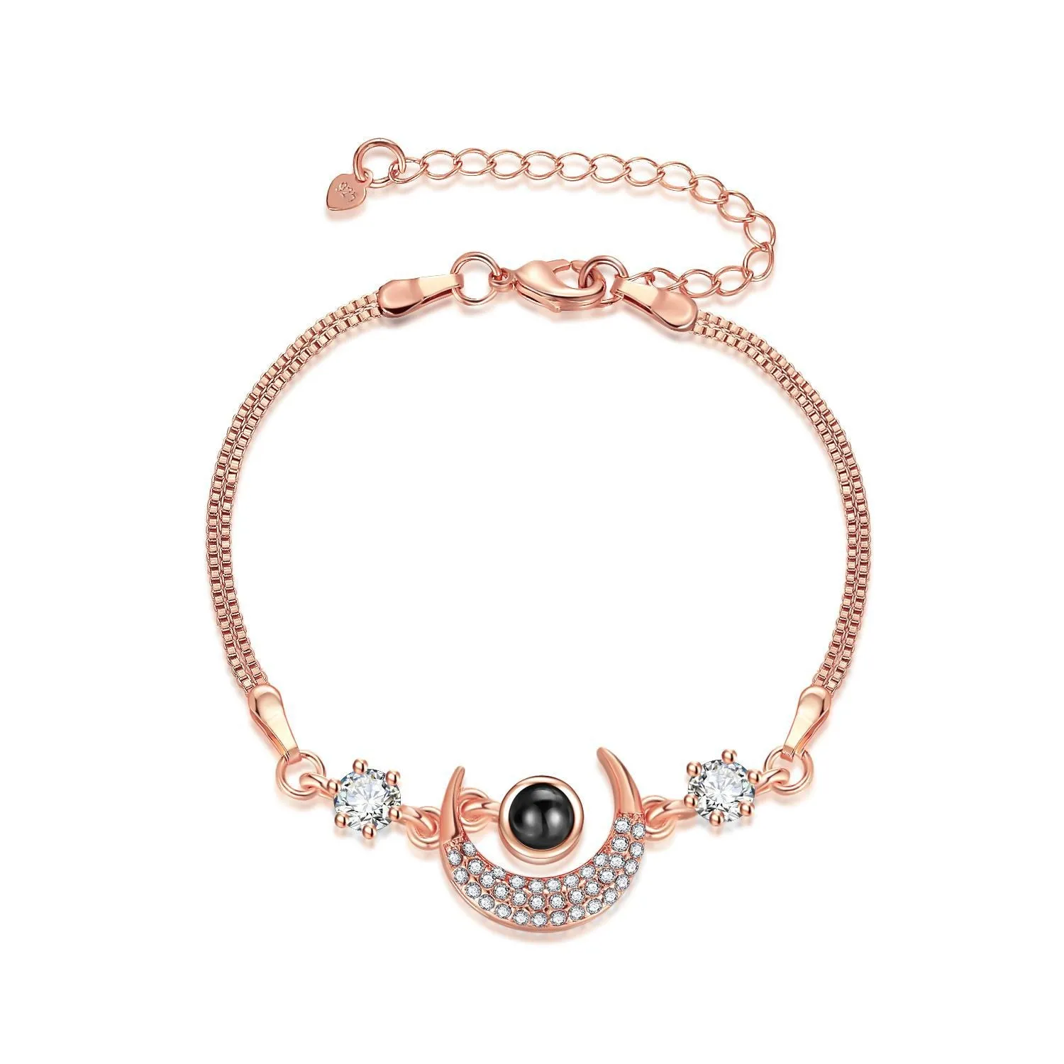 Projection star moon bracelet Korean style copper diamond inlay alloy artificial gemstones rose gold silver